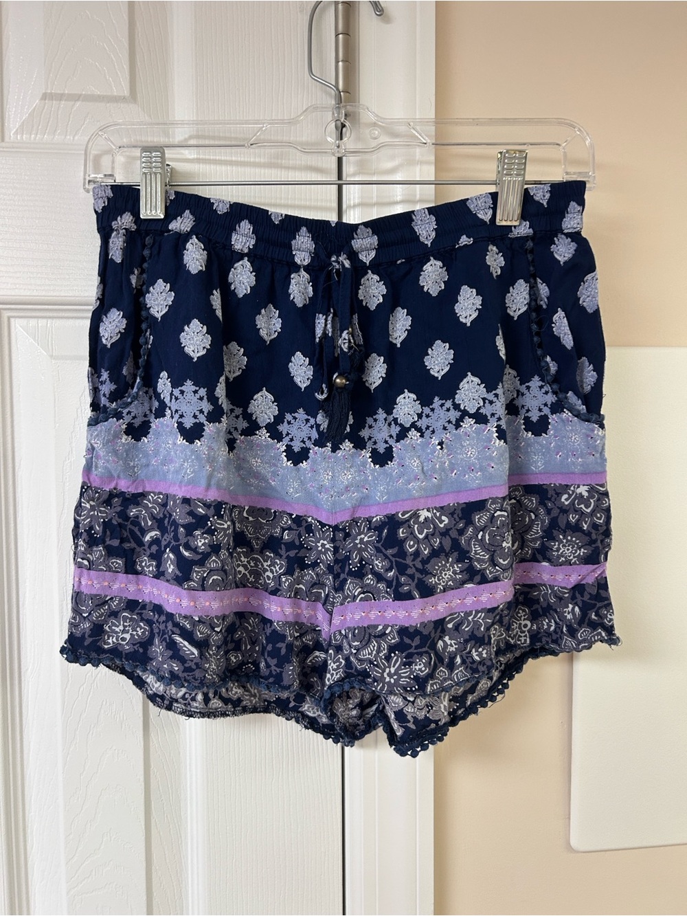 Blue Rain boho mixed print flowy shorts